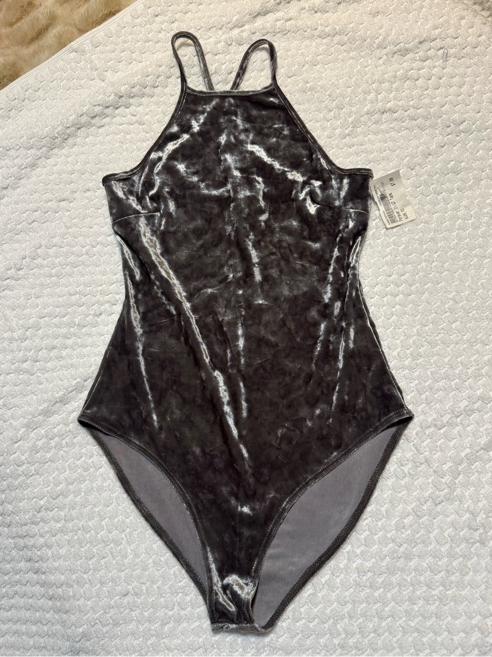 Forever21 dark grey Velvet bodysuit